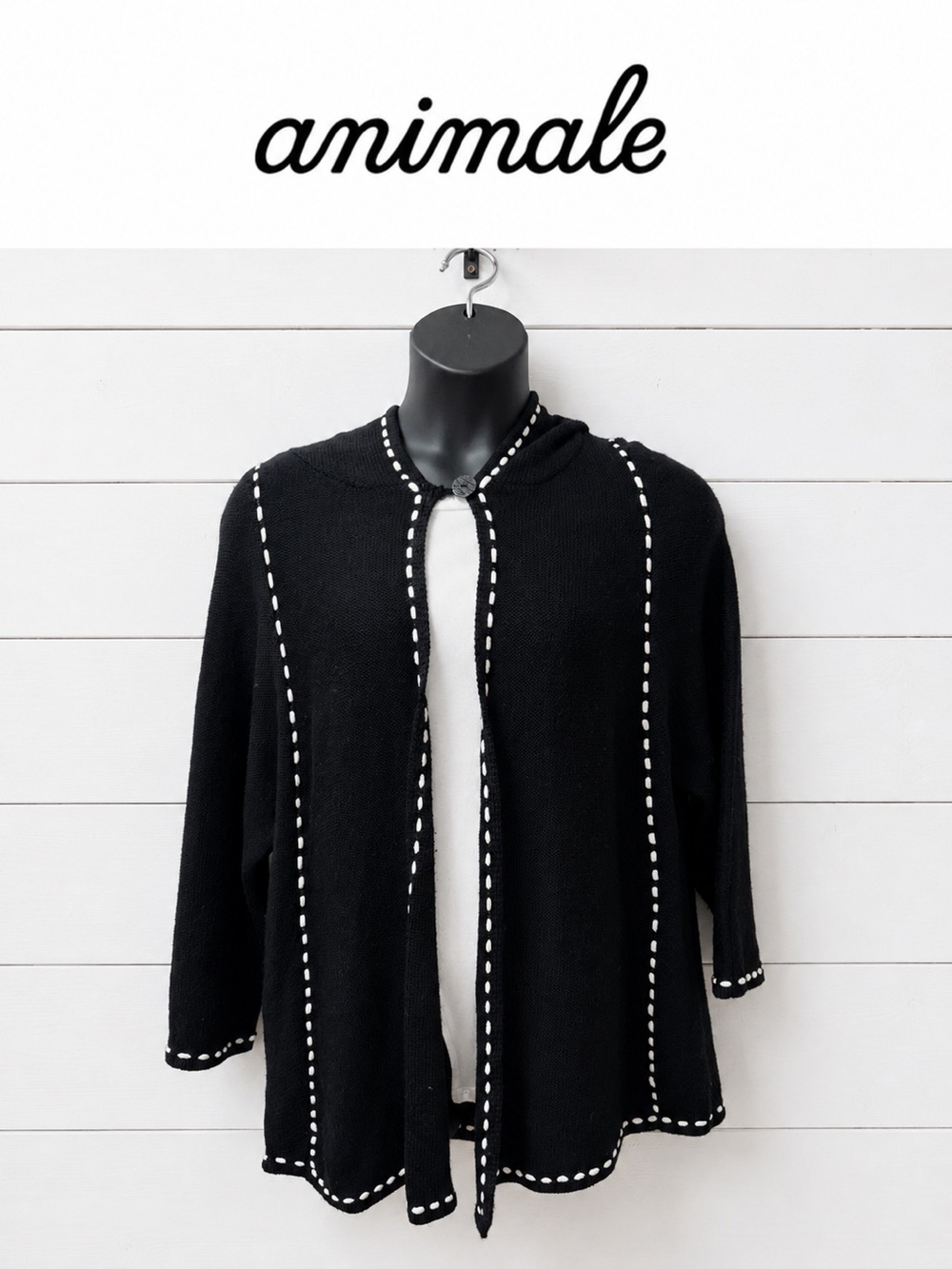 Animale Contrast Stitch Knit Jacket – Black – One Size